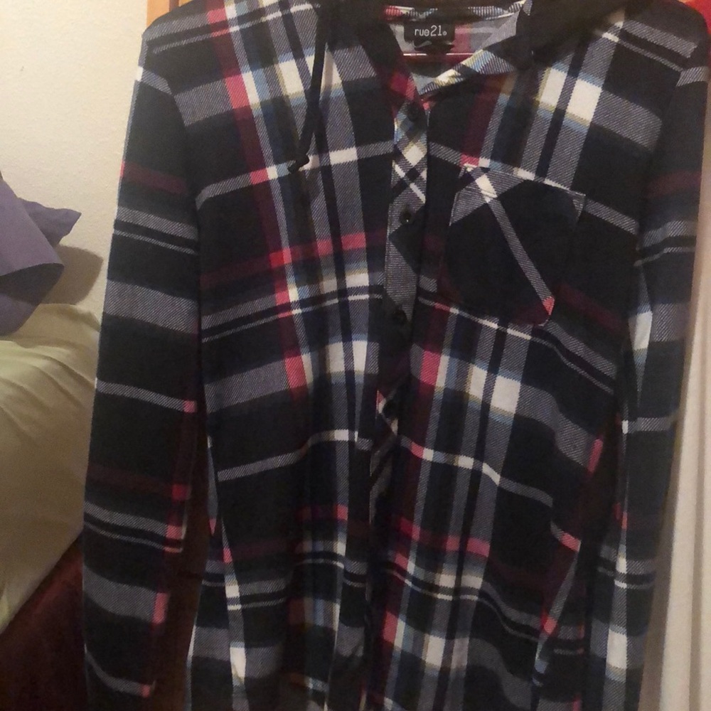Rue 21 hooded plaid shirt!